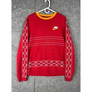 Nike Sweatshirt Men's XL Red Graphic Nomad AOP Sleeve Hits Geometric Swoosh